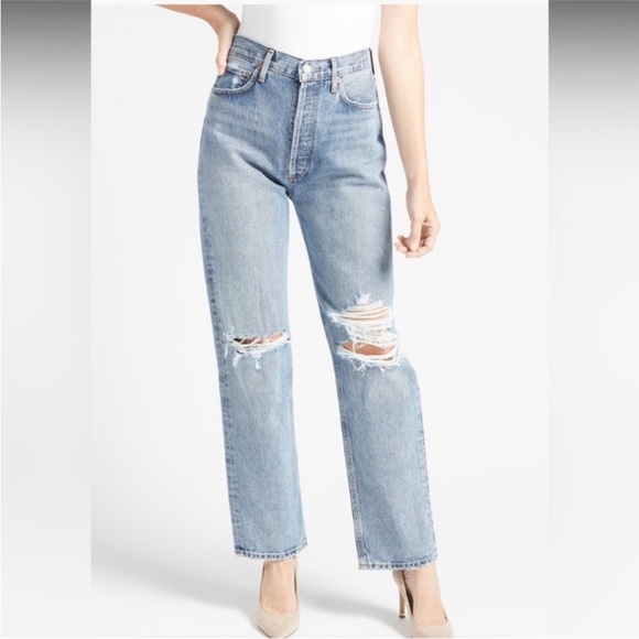 Agolde Denim - AGOLDE 90's Pinch Waist High Rise Straight Jeans in Backdrop Size 25 Dis…